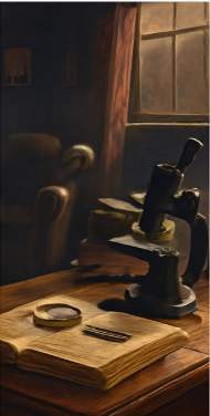 An image of the study where the detective works and guests rest